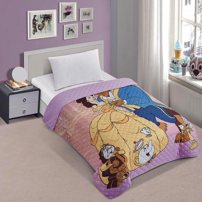 Beauty and The Beast Twin Quilted Bedspread Princess Belle