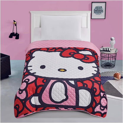 Hello Kitty Twin Quilted Bedspread Red