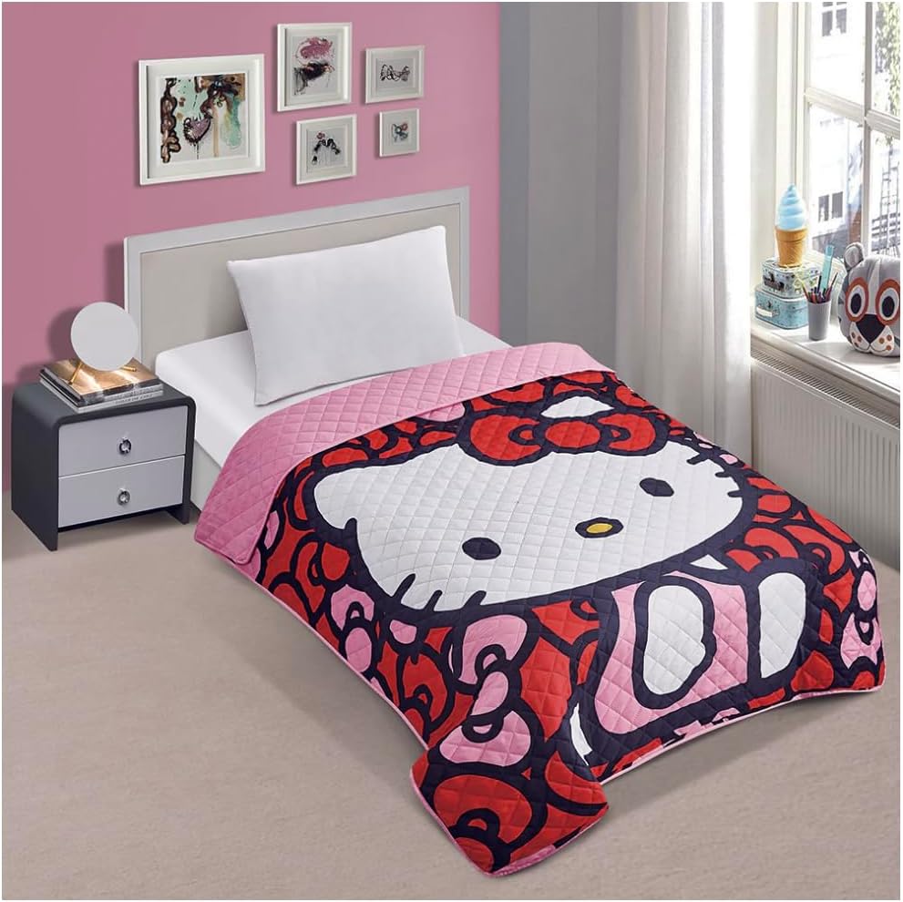 Hello Kitty Twin Quilted Bedspread Red