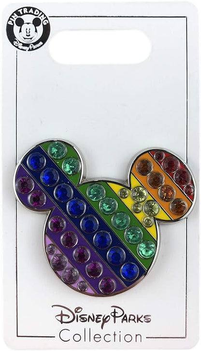 Disney Pin - Mickey Mouse Icon - Jeweled Rainbow