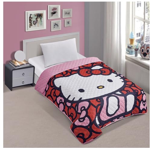 Hello Kitty Twin Quilted Bedspread Red