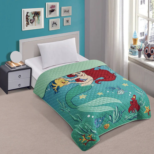 Ariel Little Mermaid Twin/Full Quilted Bedspread