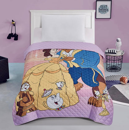 Beauty and The Beast Twin Quilted Bedspread Princess Belle